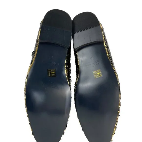 NEW AMALI Men's Slip On Gold/Black Sequins Loafers Flipp-428 size 15 - Picture 11 of 14